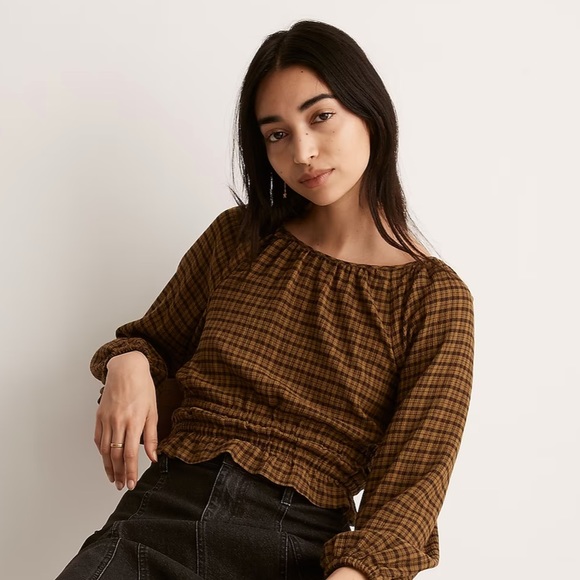 Tie-Back Cutout Top in Plaid - Picture 3 of 8